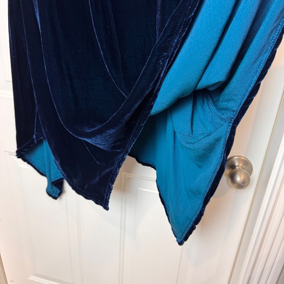 CUT LOOSE Asymmetrical Blue Velvet Sleeveless Tunic Dress Size L - Picture 7 of 9